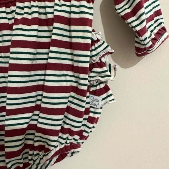 RUFFLE Butts 3/6 Months Peppermint Stripped Waterfall Bubble Romper - Picture 3 of 7